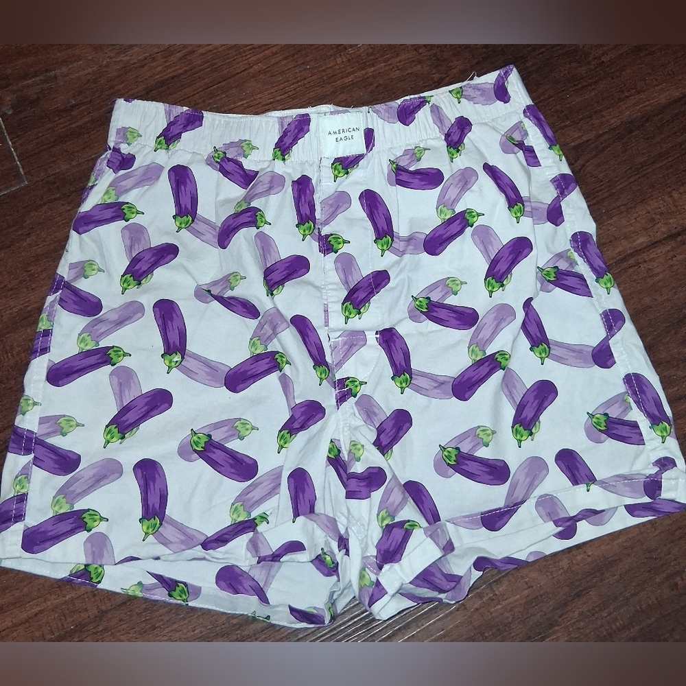 Mens Purple Eggplant Print Boxers